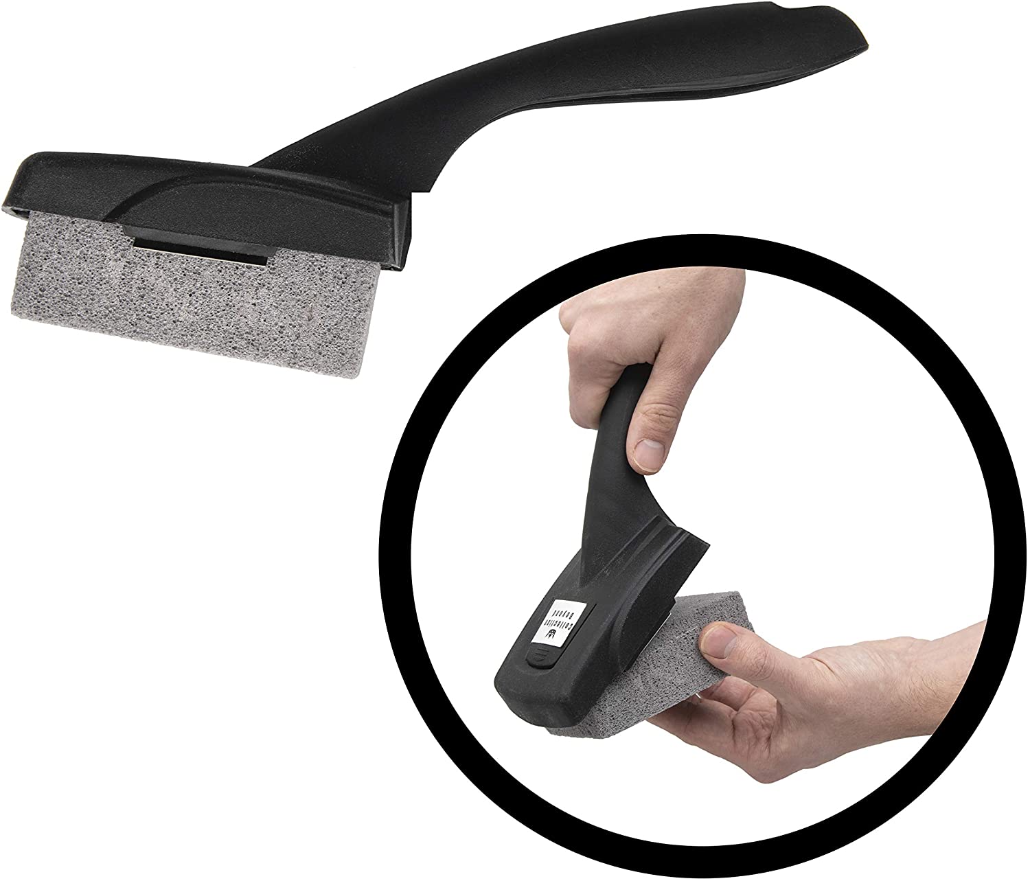 Grill cleaning pumice stone with handle